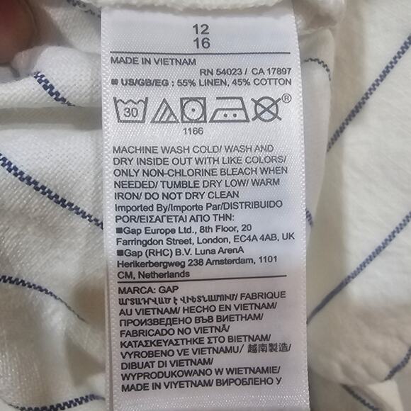 Gap Linen Cotton Wide Leg Pants White with Blue Pinstripe Size 12 - Picture 5 of 7